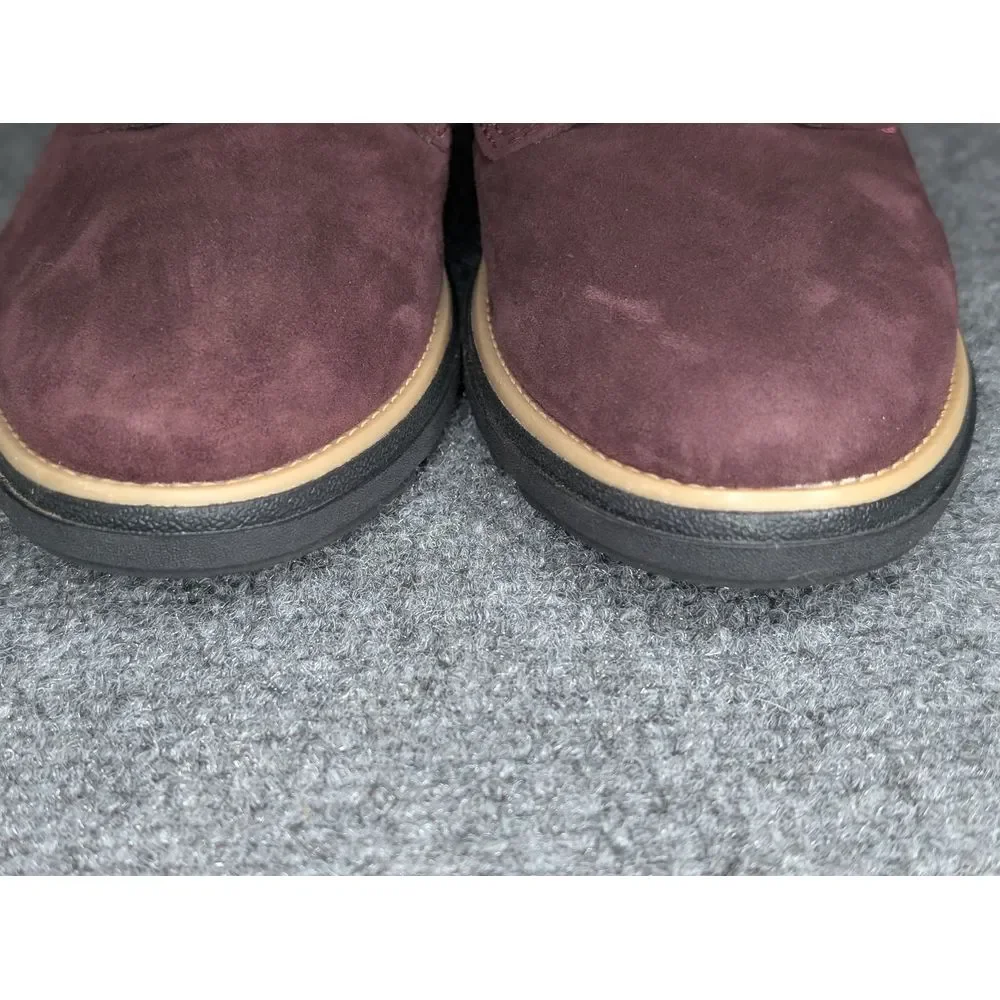 Clarks Women's Sharon Noel Oxford‎ Size 7 Platform Lace Up Shoe Burgundy Suede